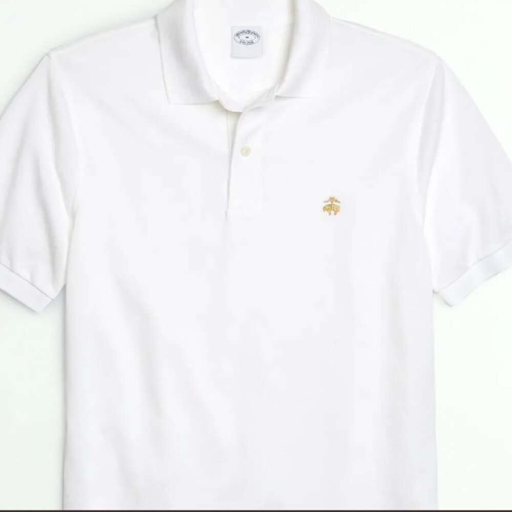 brooks brothers mens stretch polo shirt white slim fit size s